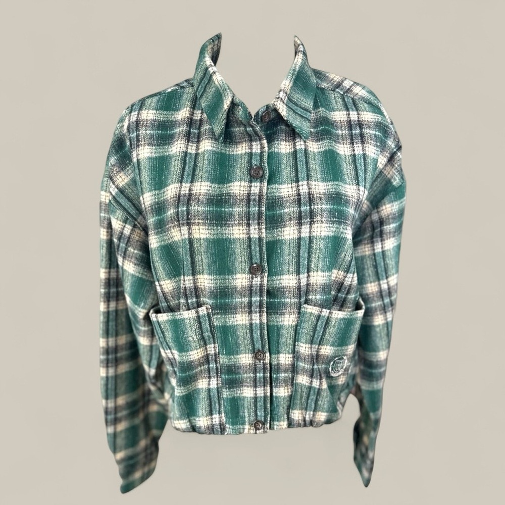 Honor the Gift NWT Size Xl Plaid Green Cropped Jacket